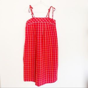 Vintage Sears Red Plaid Maternity Dress tie strap